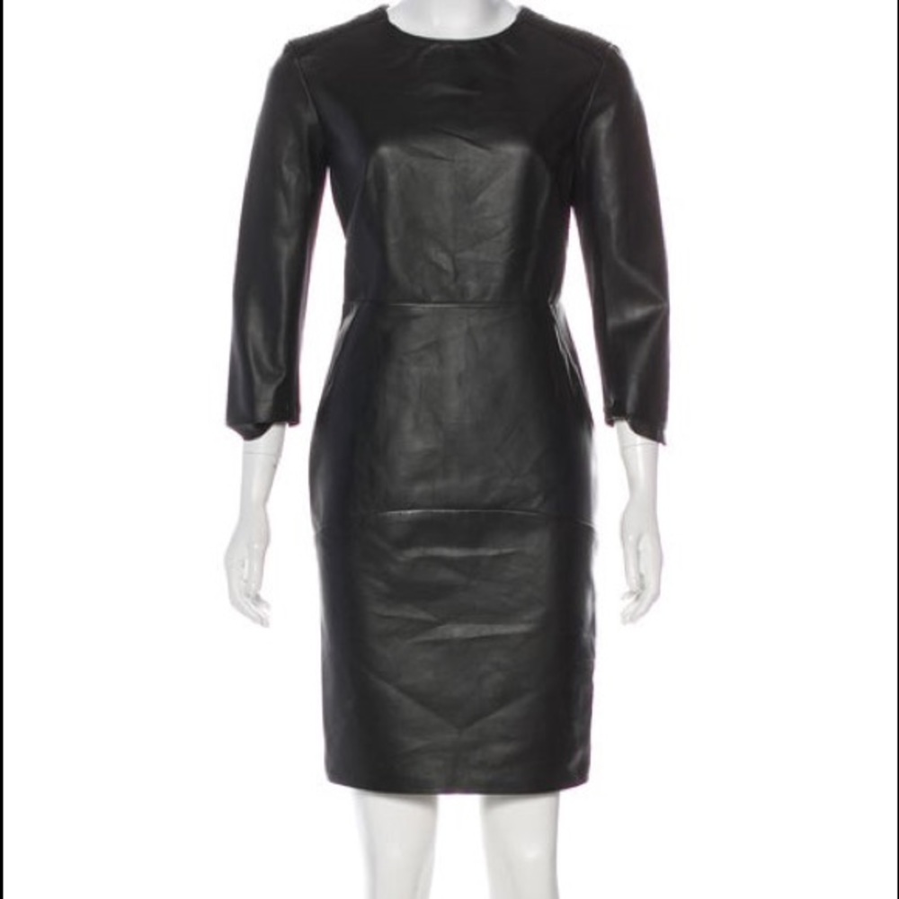 Brogden lamb leather long sleeve dress
